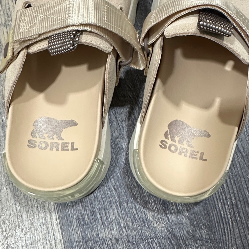 Sorel Shoes Viibe Omega Taupe Leather Clog women’s size 6.5 - Picture 5 of 6